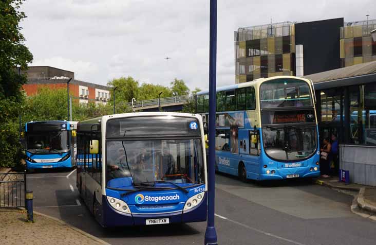 Stagecoach Yorkshire Alexander Dennis Enviro200 36458 Enviro200MMC 26030 & First Shefield Volvo B9TL Wright 37474